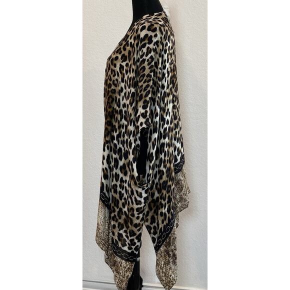 CHICO'S Leopard Fusion Ruana Open Front Wrap One Size New with Imperfections - Picture 2 of 6